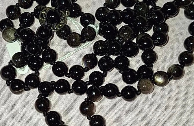 Mala obsidienne argentee