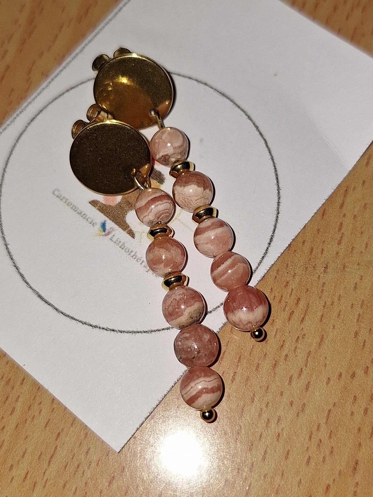 Boucle d'oreilles rhodochrosite