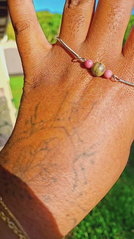 Bracelet unakite rhodochrosite