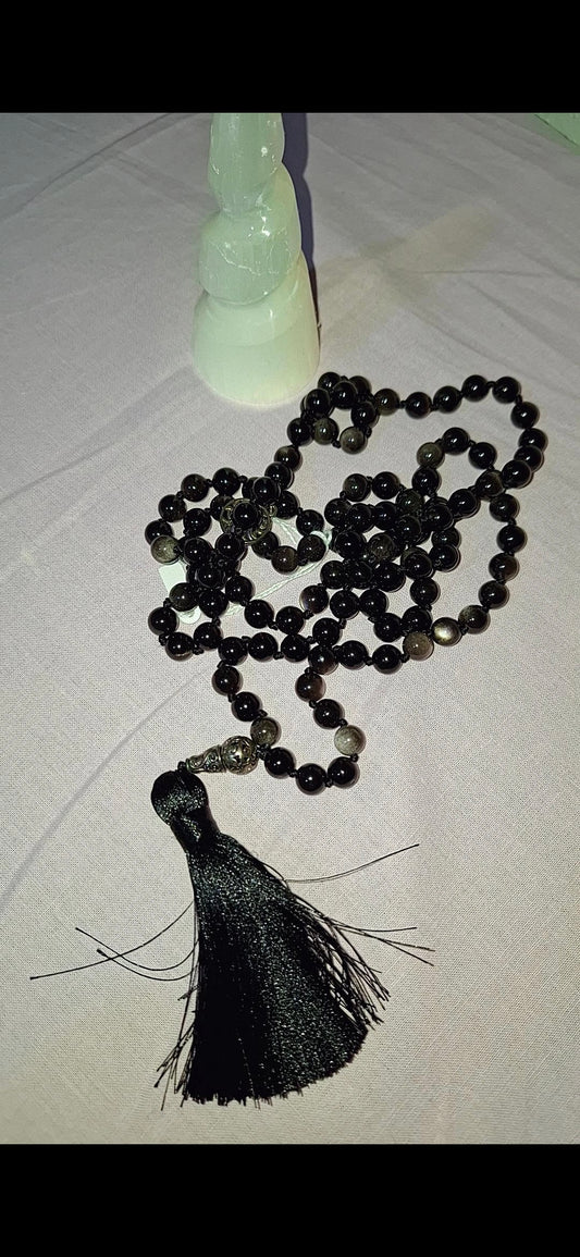 Mala obsidienne argentee